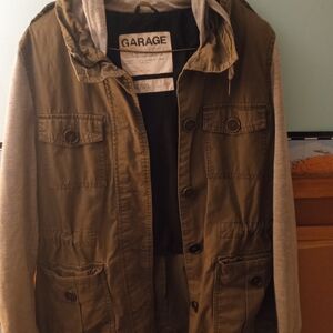 Garage Men's Olive Green Jacket with Gray Sleeves